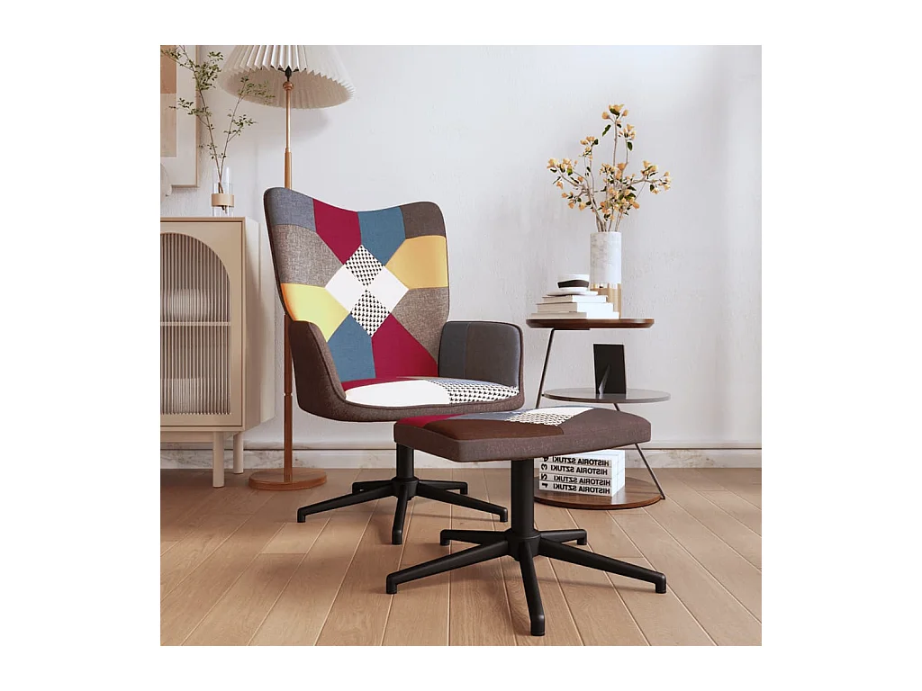 Fauteuil de relaxation avec repose-pied Patchwork Tissu