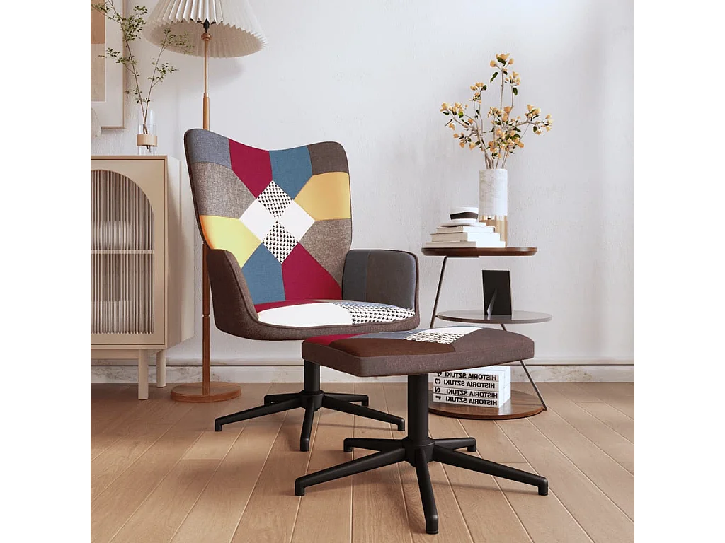 Fauteuil de relaxation avec repose-pied Patchwork Tissu