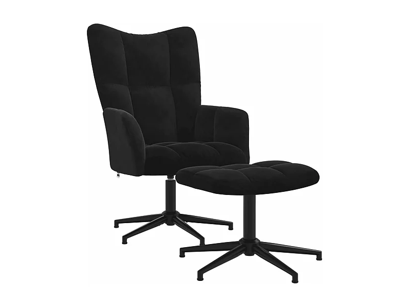 Fauteuil de relaxation avec repose-pied Noir Velours