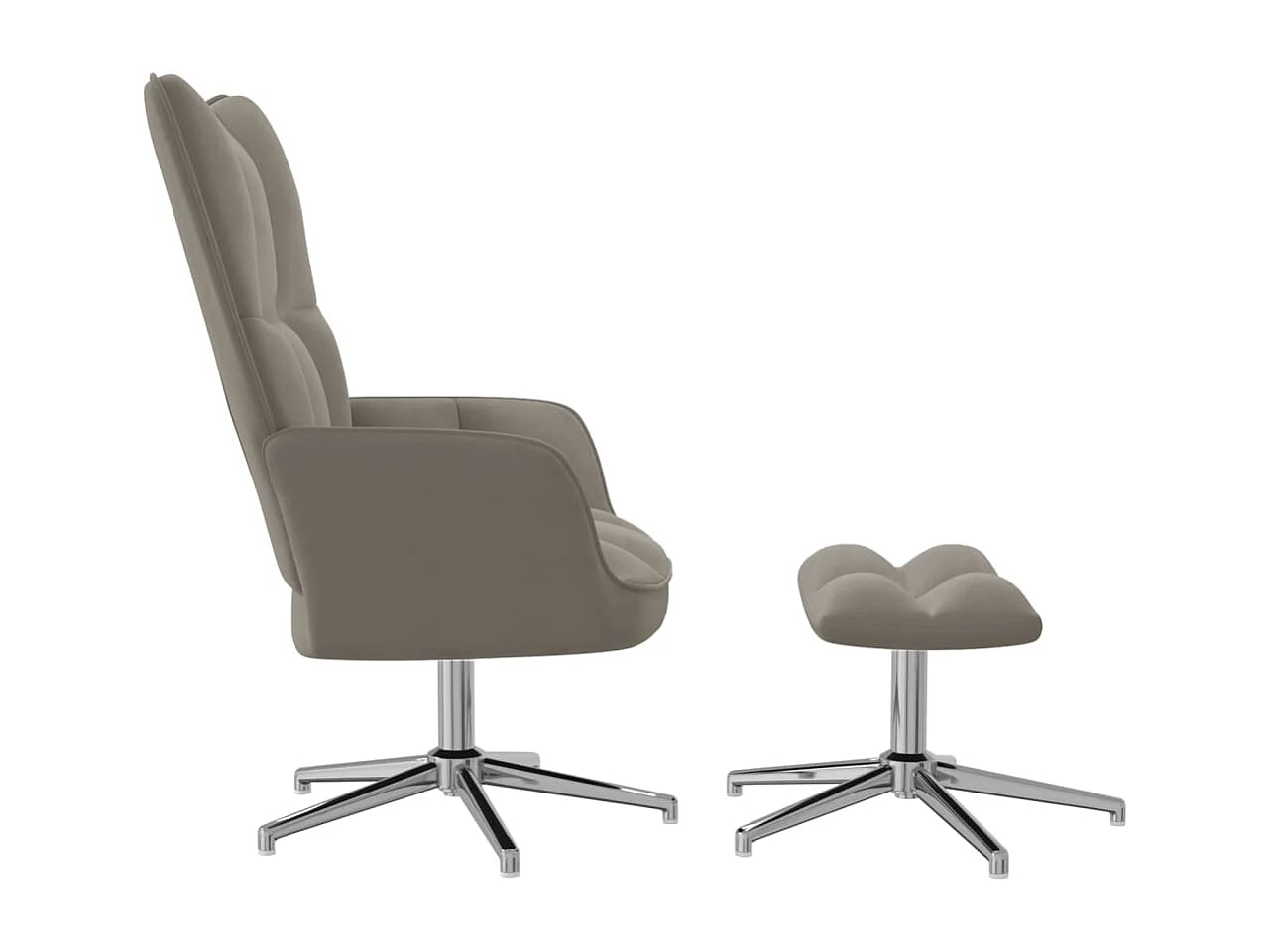 Fauteuil de relaxation avec repose-pied Gris clair Velours