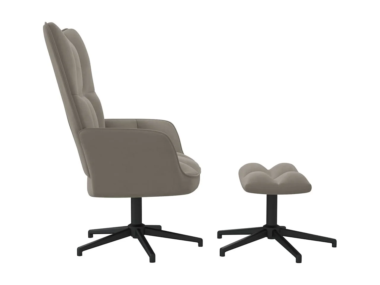 Fauteuil de relaxation avec repose-pied Gris clair Velours