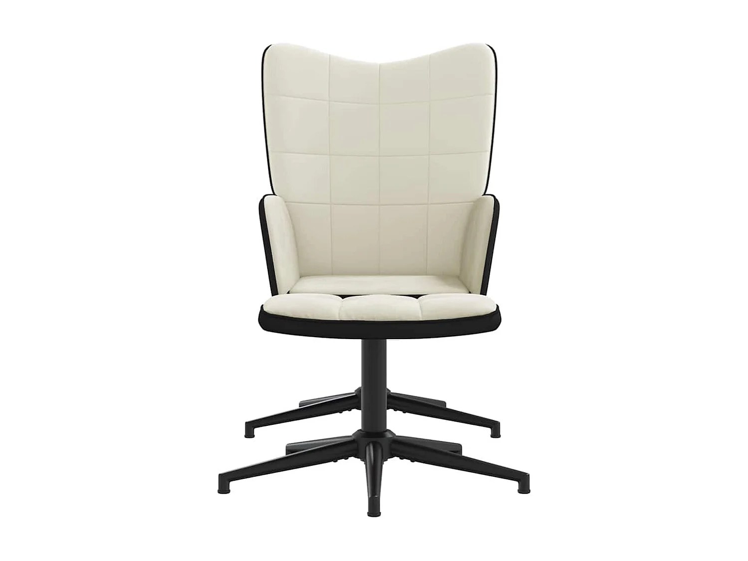 Fauteuil de relaxation et repose-pied Blanc crème Velours et PVC