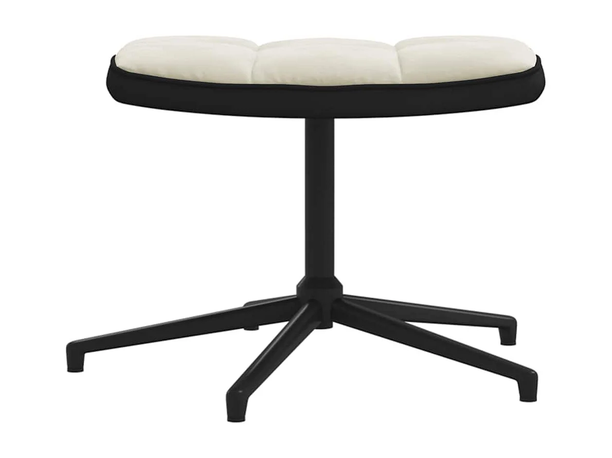 Fauteuil de relaxation et repose-pied Blanc crème Velours et PVC