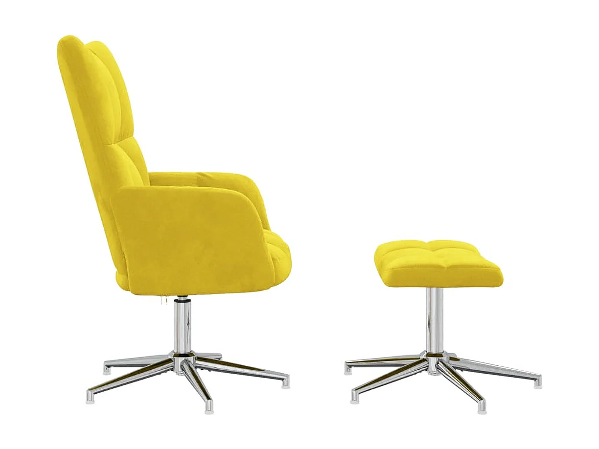 Fauteuil de relaxation avec repose-pied Jaune moutarde Velours