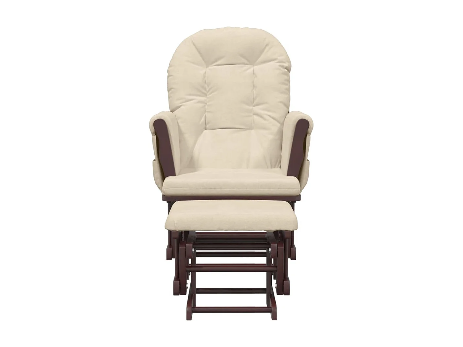 Cadeira de balanço com apoio para pés Tecido branco creme