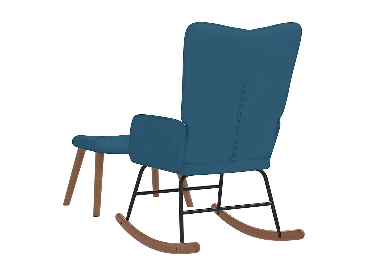 Sedia a dondolo con poggiapiedi Velluto Blu