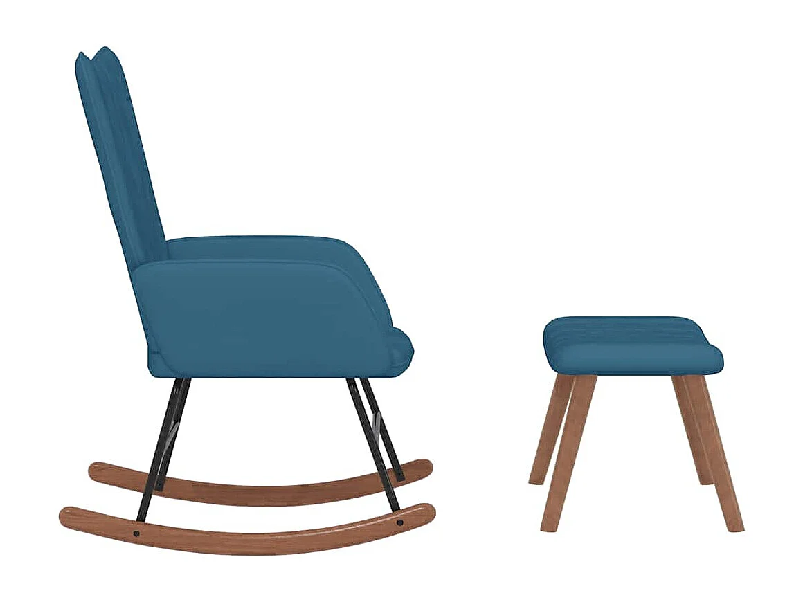 Cadeira de balanço com apoio para pés Blue Velvet