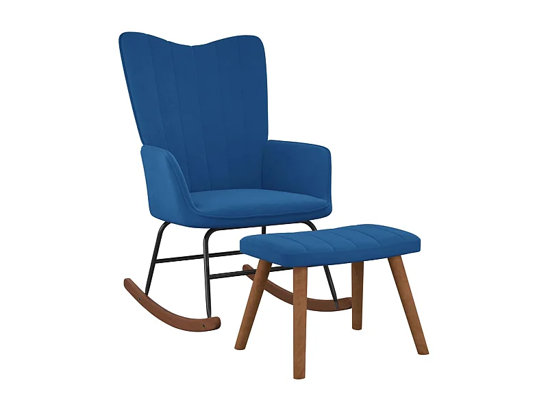 Schaukelstuhl mit Fußstütze Blue Velvet