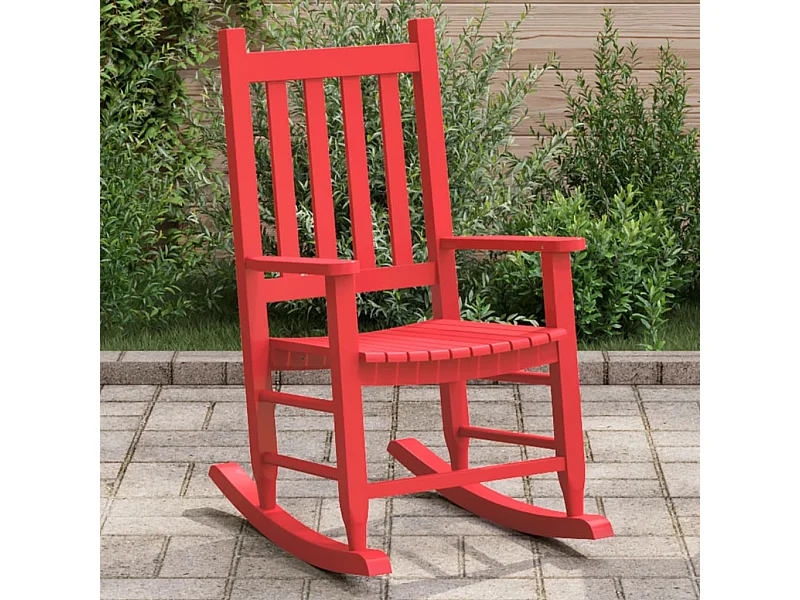 Chaise à bascule enfants rouge bois de peuplier massif