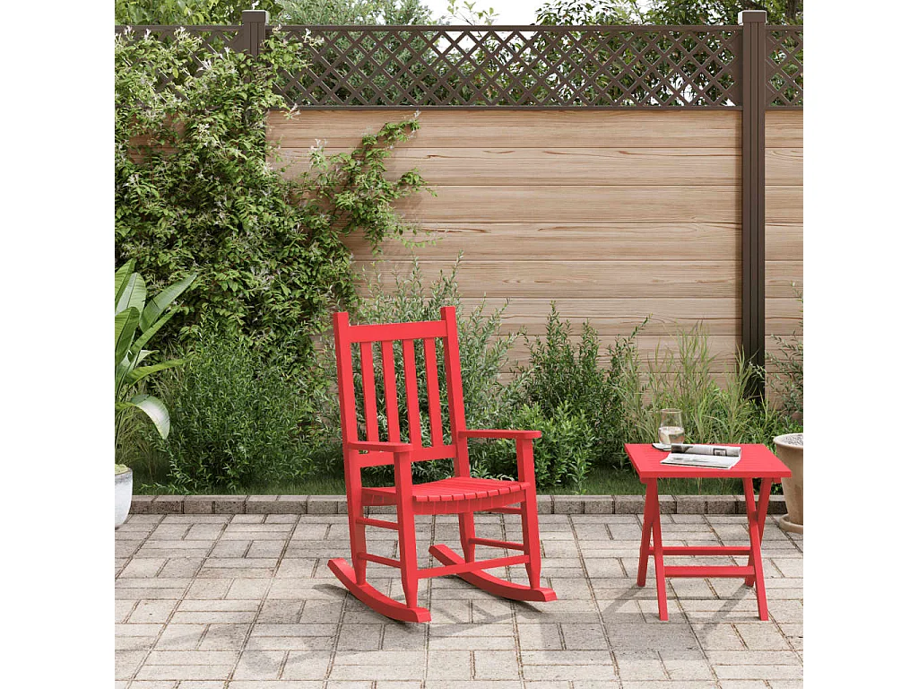 Chaise à bascule enfants rouge bois de peuplier massif