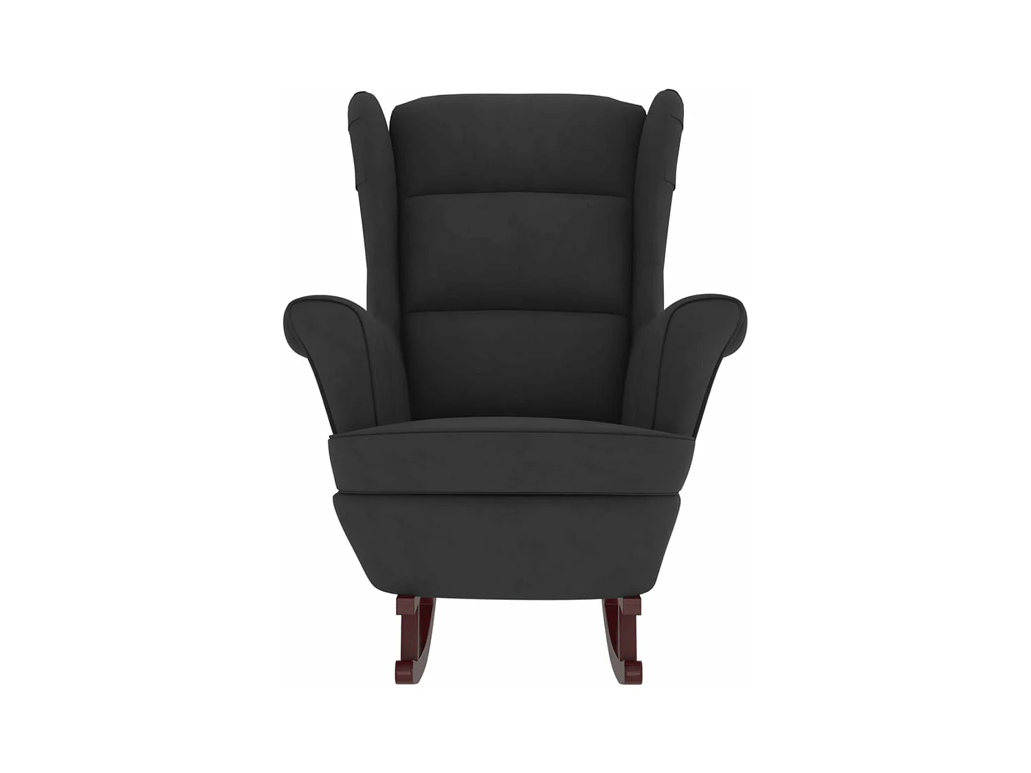 Fauteuil à bascule et pieds en bois massif d'hévéa Noir Velours