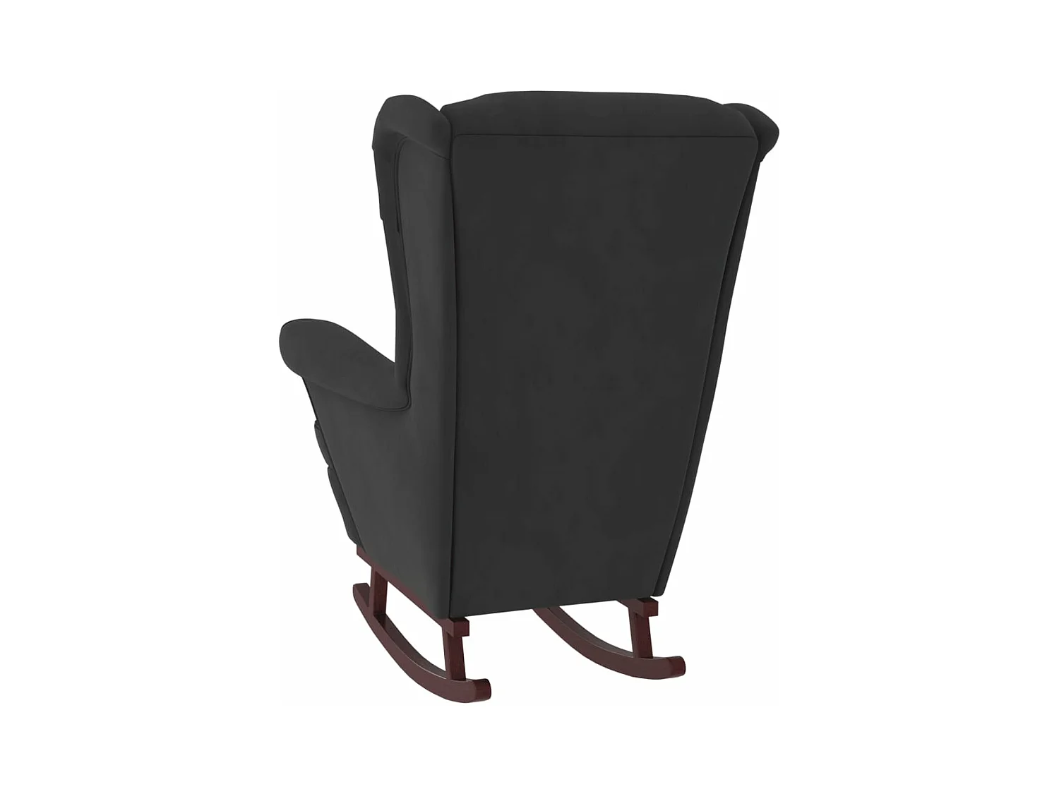 Fauteuil à bascule et pieds en bois massif d'hévéa Noir Velours