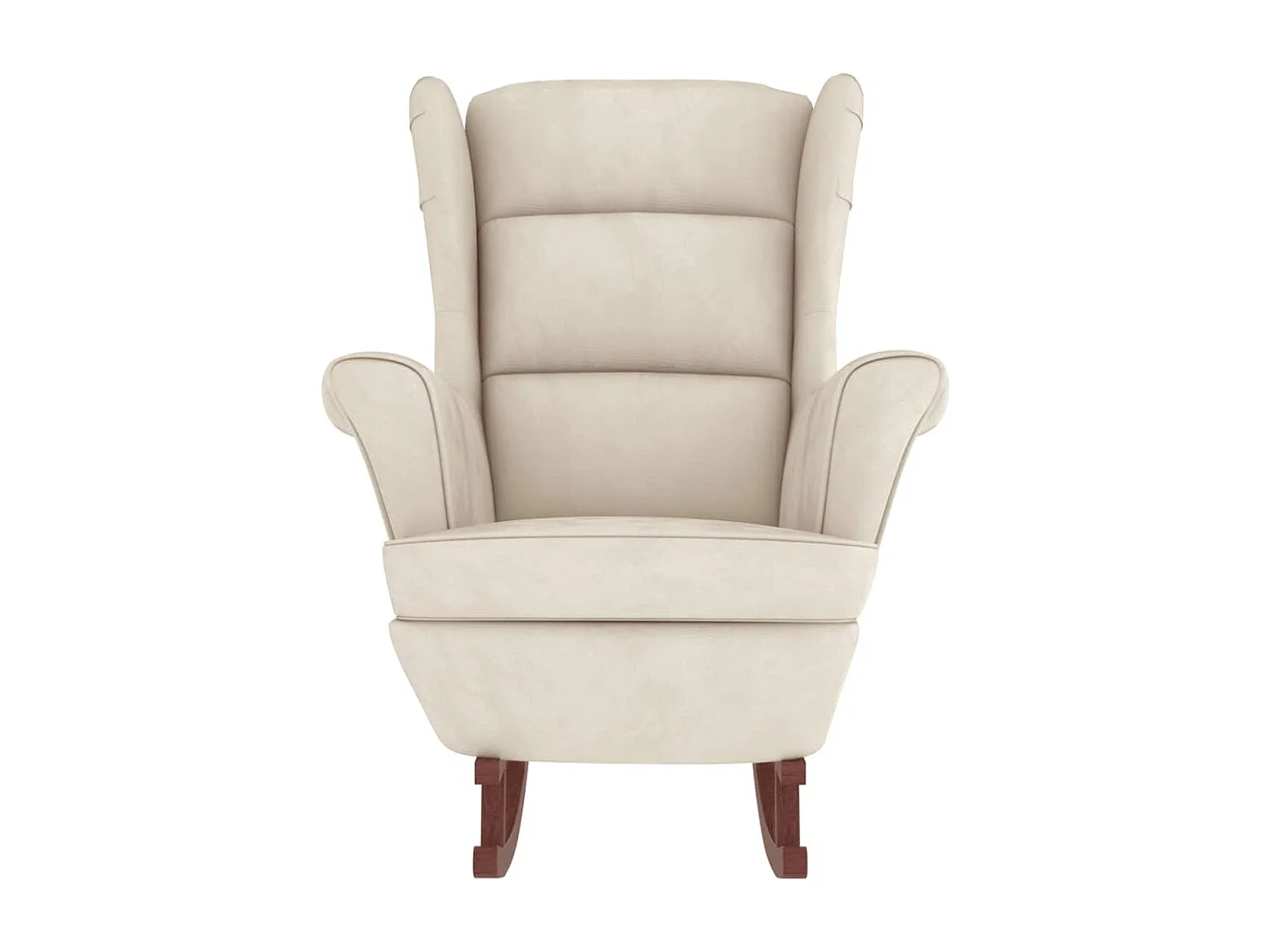 Cadeira de balanço com pés de madeira e banquinho Cream Velvet