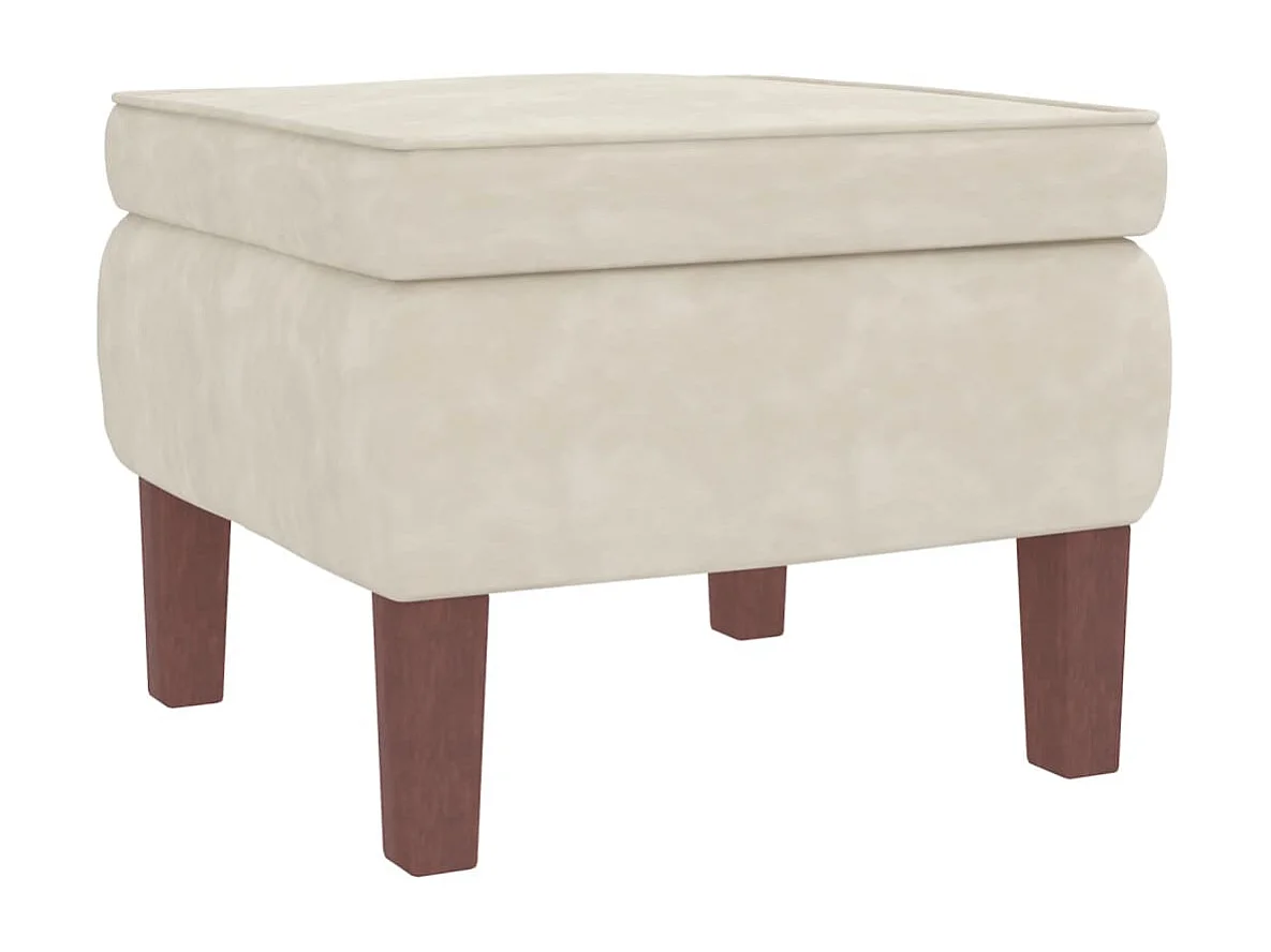 Cadeira de balanço com pés de madeira e banquinho Cream Velvet