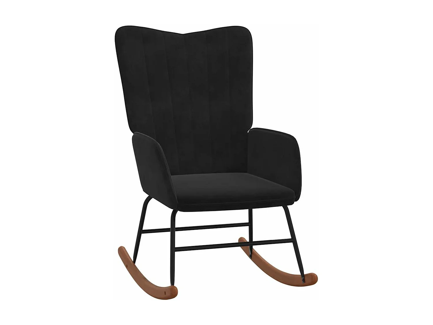 Chaise à bascule avec repose-pied Noir Velours