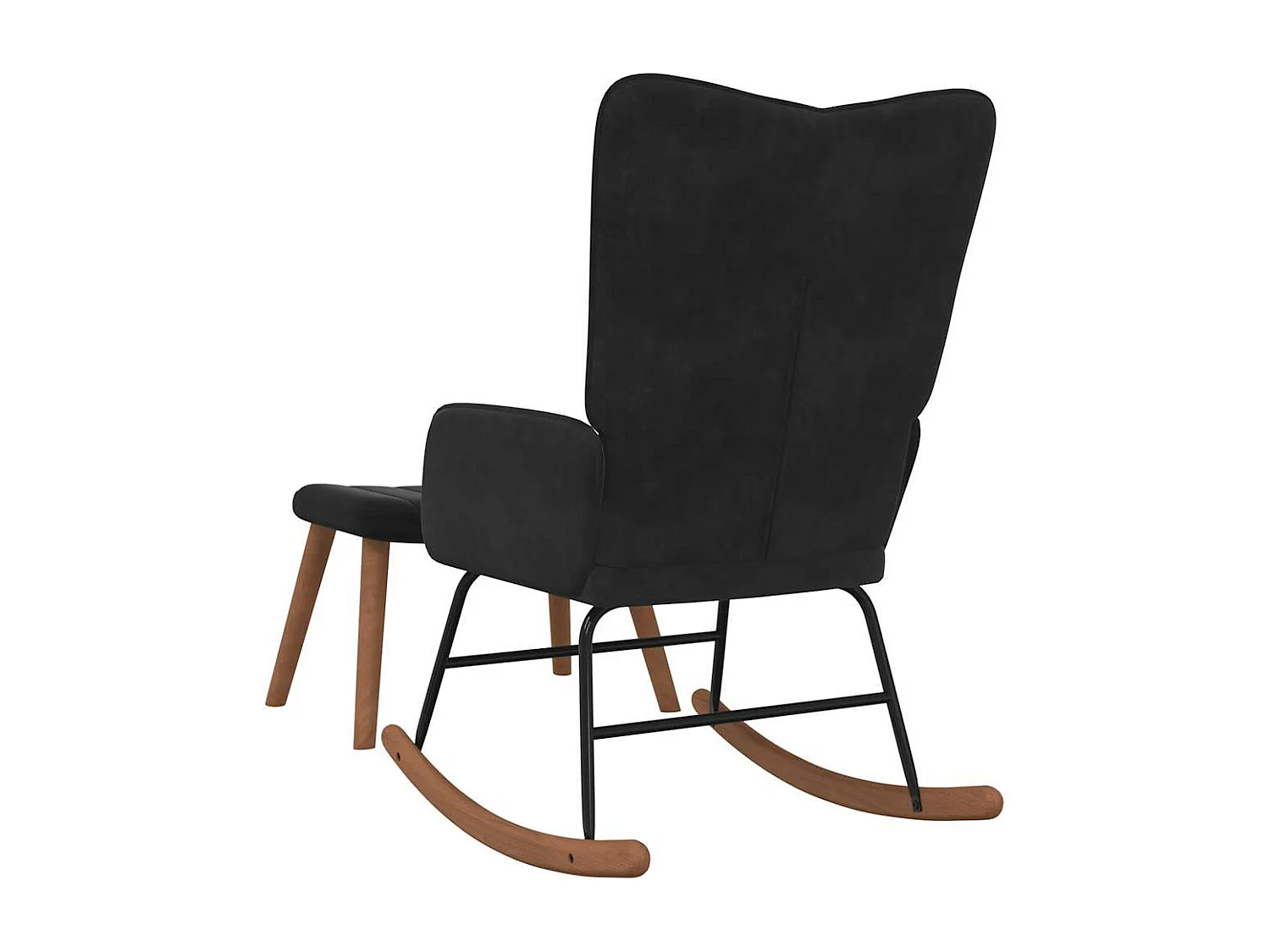 Chaise à bascule avec repose-pied Noir Velours