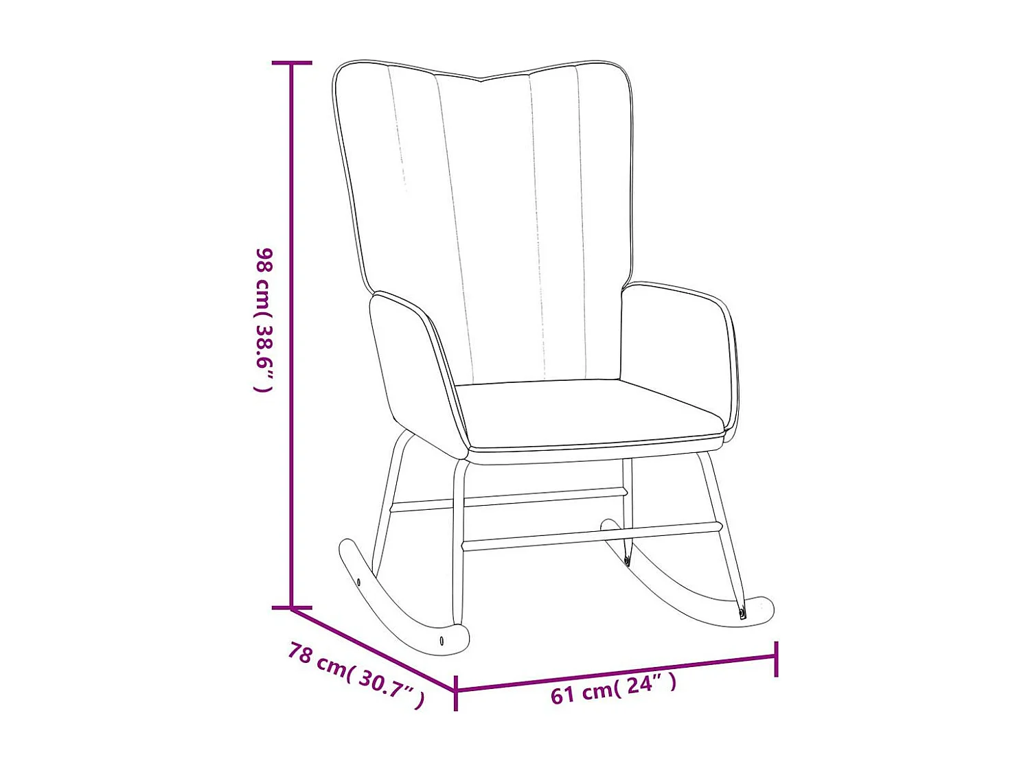 Chaise à bascule avec repose-pied Noir Velours