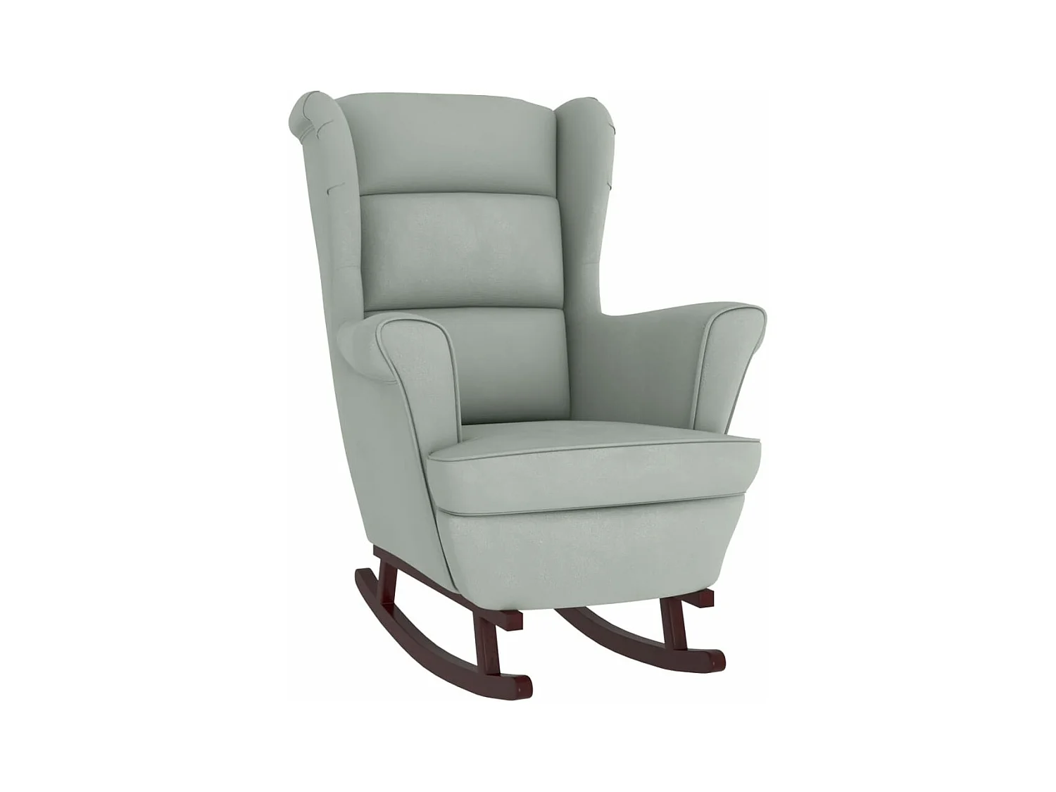 Chaise à bascule avec pieds en bois et tabouret Gris clair