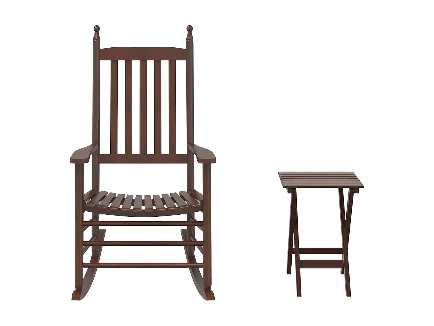 Chaise à bascule avec table pliable marron bois massif peuplier