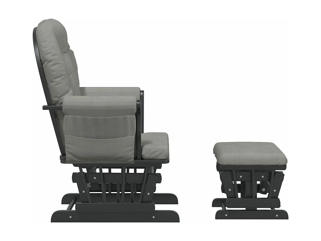 Cadeira de balanço com apoio para pés Tecido cinza claro