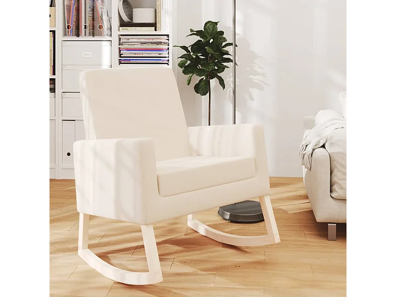 Sedia a dondolo in tessuto color crema