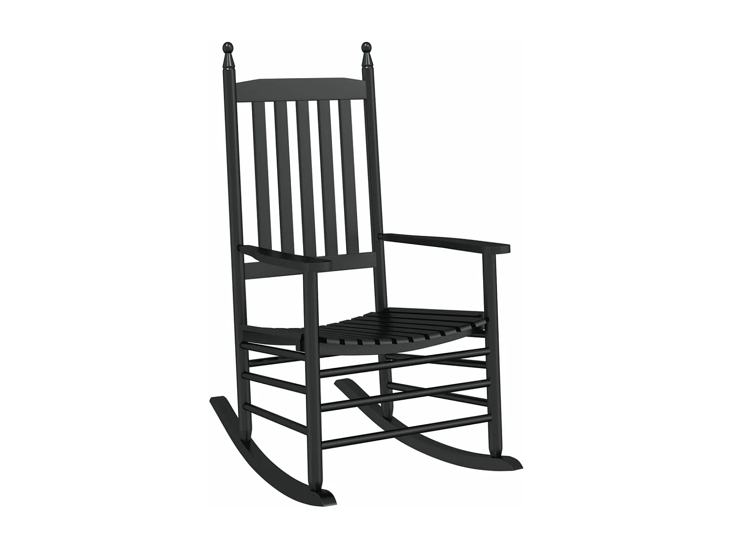 Cadeira de balanço com mesa dobrável preta, madeira maciça de choupo