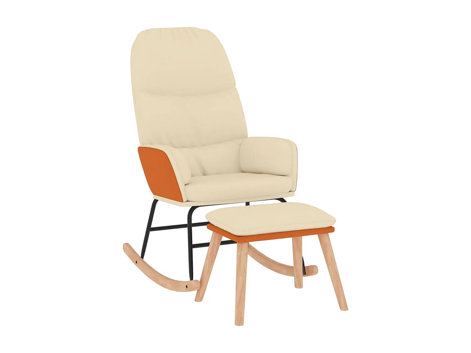 Cadeira de balanço com banco Tecido branco creme