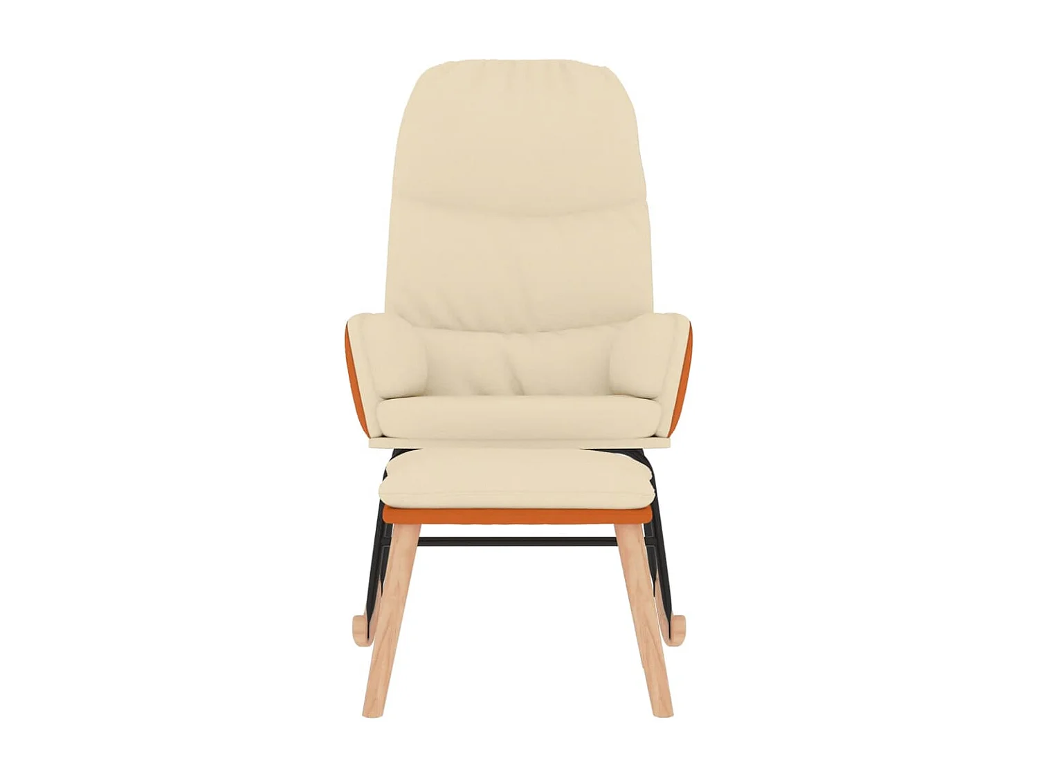 Cadeira de balanço com banco Tecido branco creme