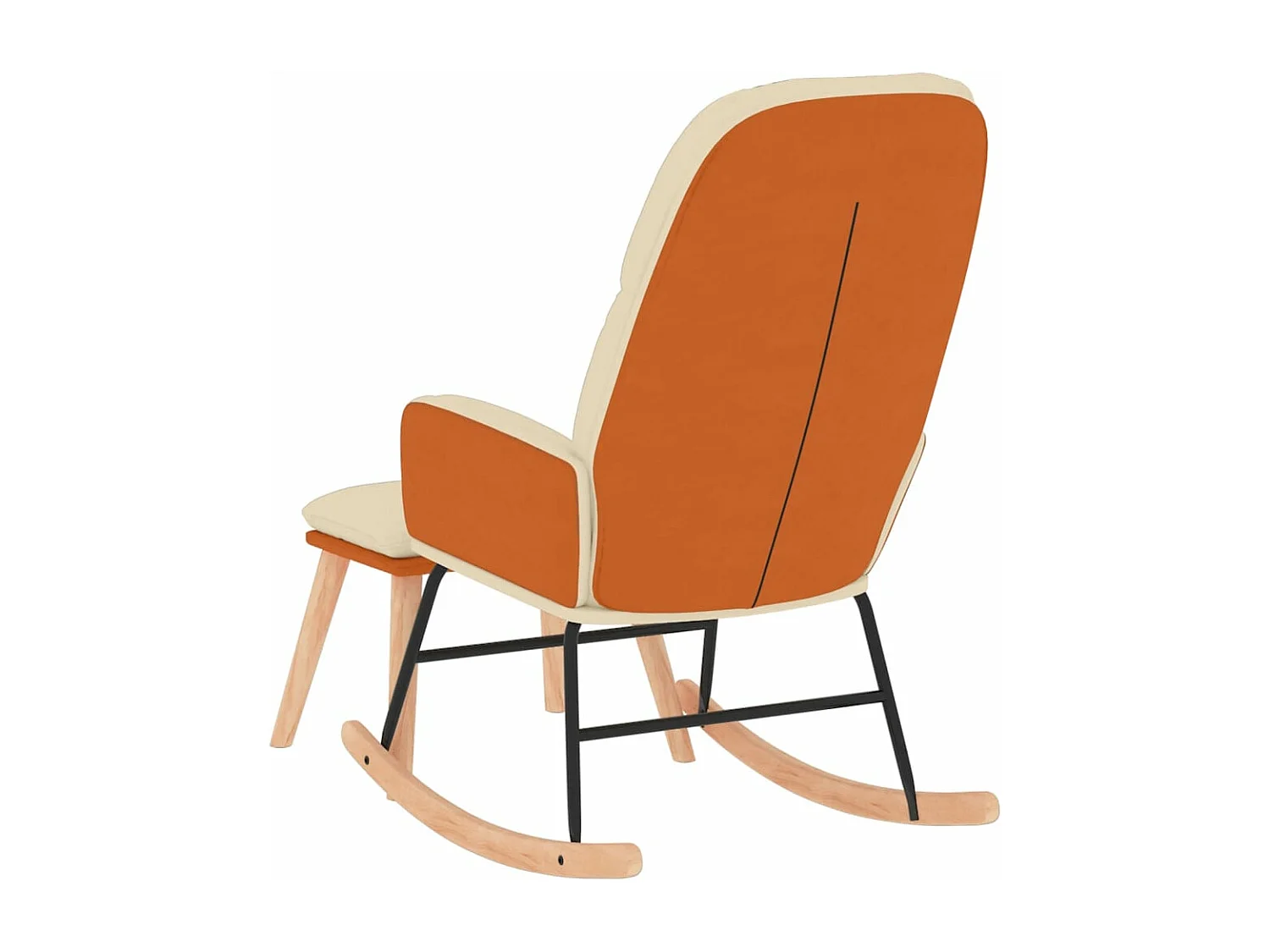 Cadeira de balanço com banco Tecido branco creme