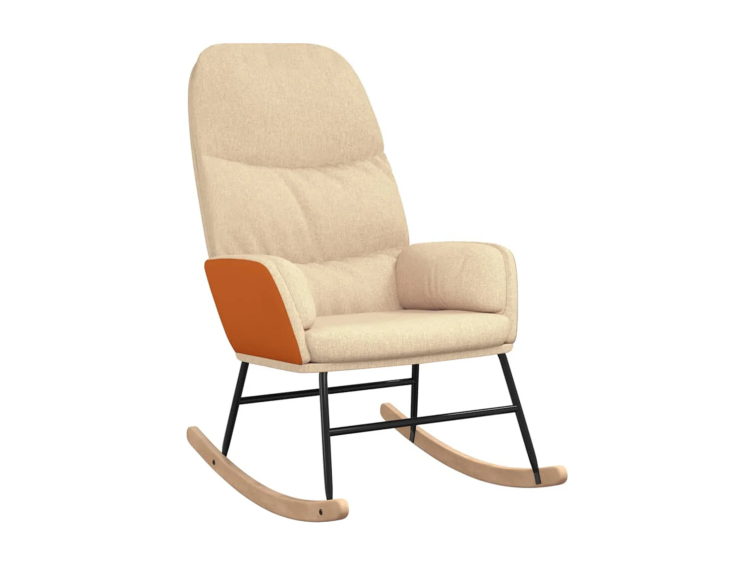 Cadeira de balanço com banco Tecido branco creme