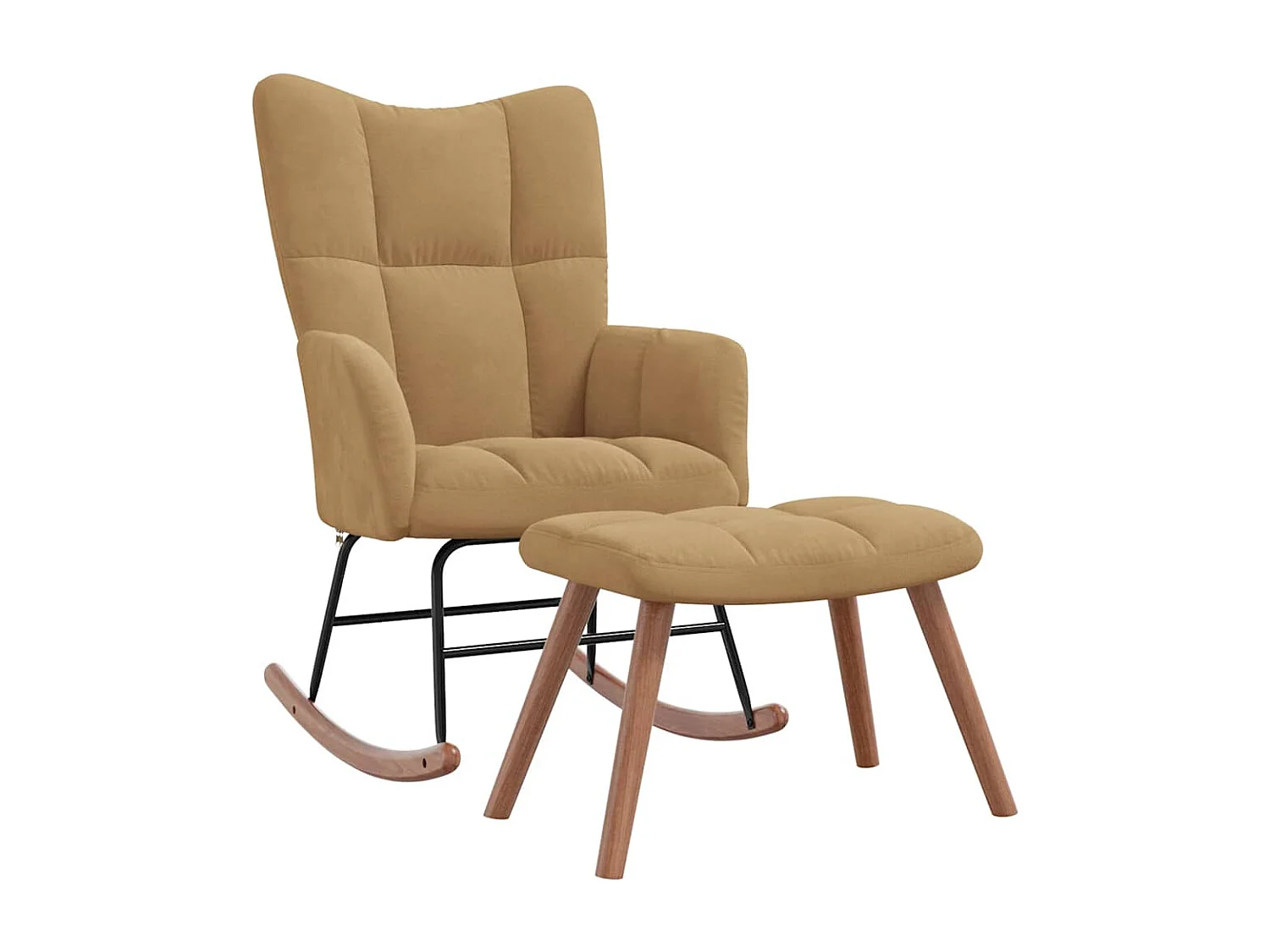 Chaise à bascule avec repose-pied Marron Velours