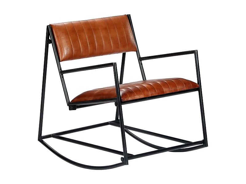 Chaise à bascule Marron Cuir véritable