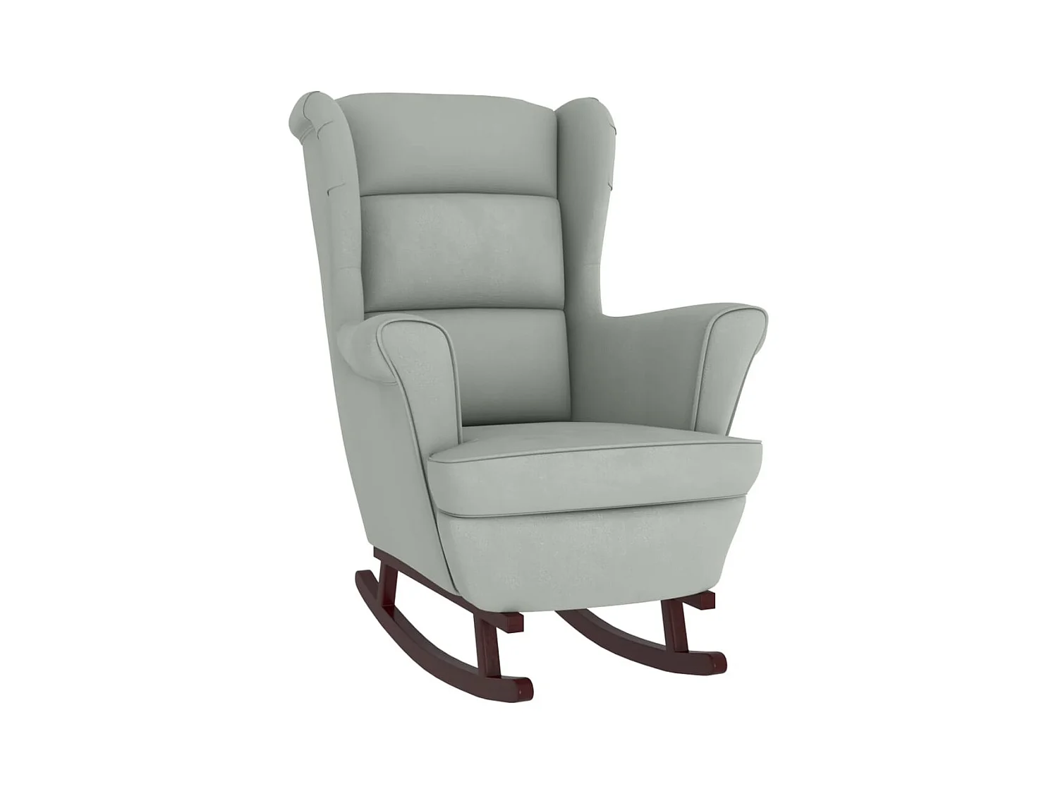 Fauteuil à bascule et pieds en bois d'hévéa Gris clair Velours