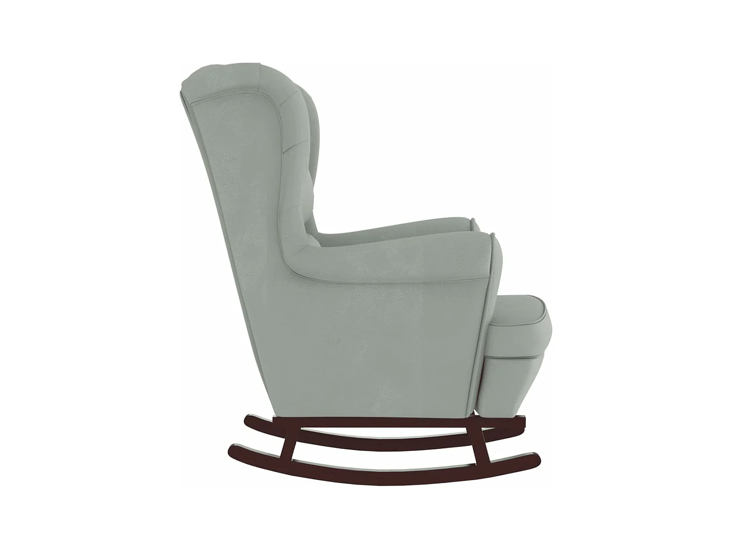 Fauteuil à bascule et pieds en bois d'hévéa Gris clair Velours