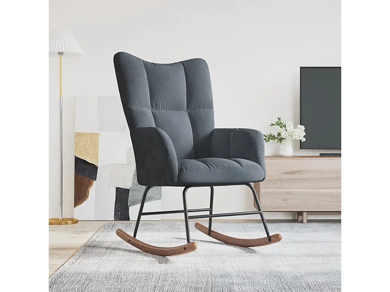 Chaise à bascule Gris foncé Velours
