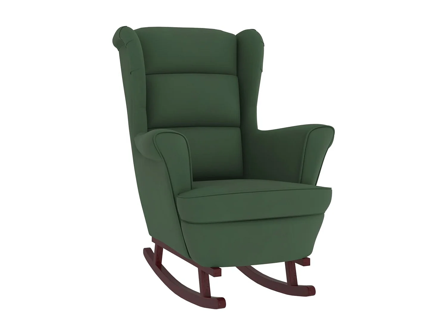 Fauteuil à bascule et pieds en bois d'hévéa Vert foncé Velours