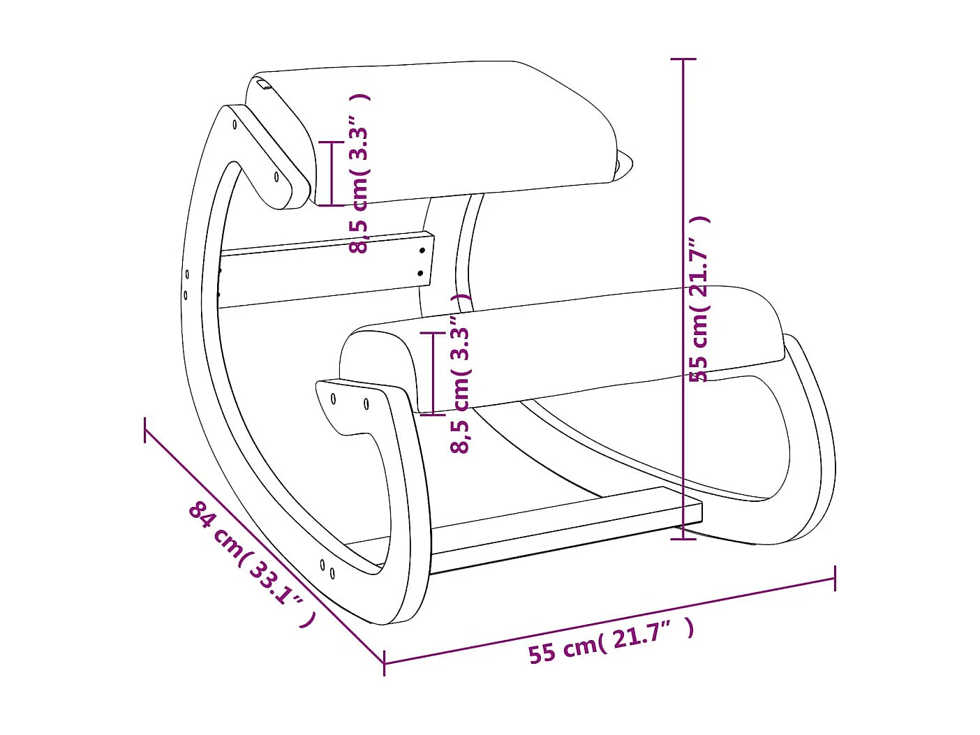 Chaise assis-genoux marron 55x84x55 cm contreplaqué de bouleau