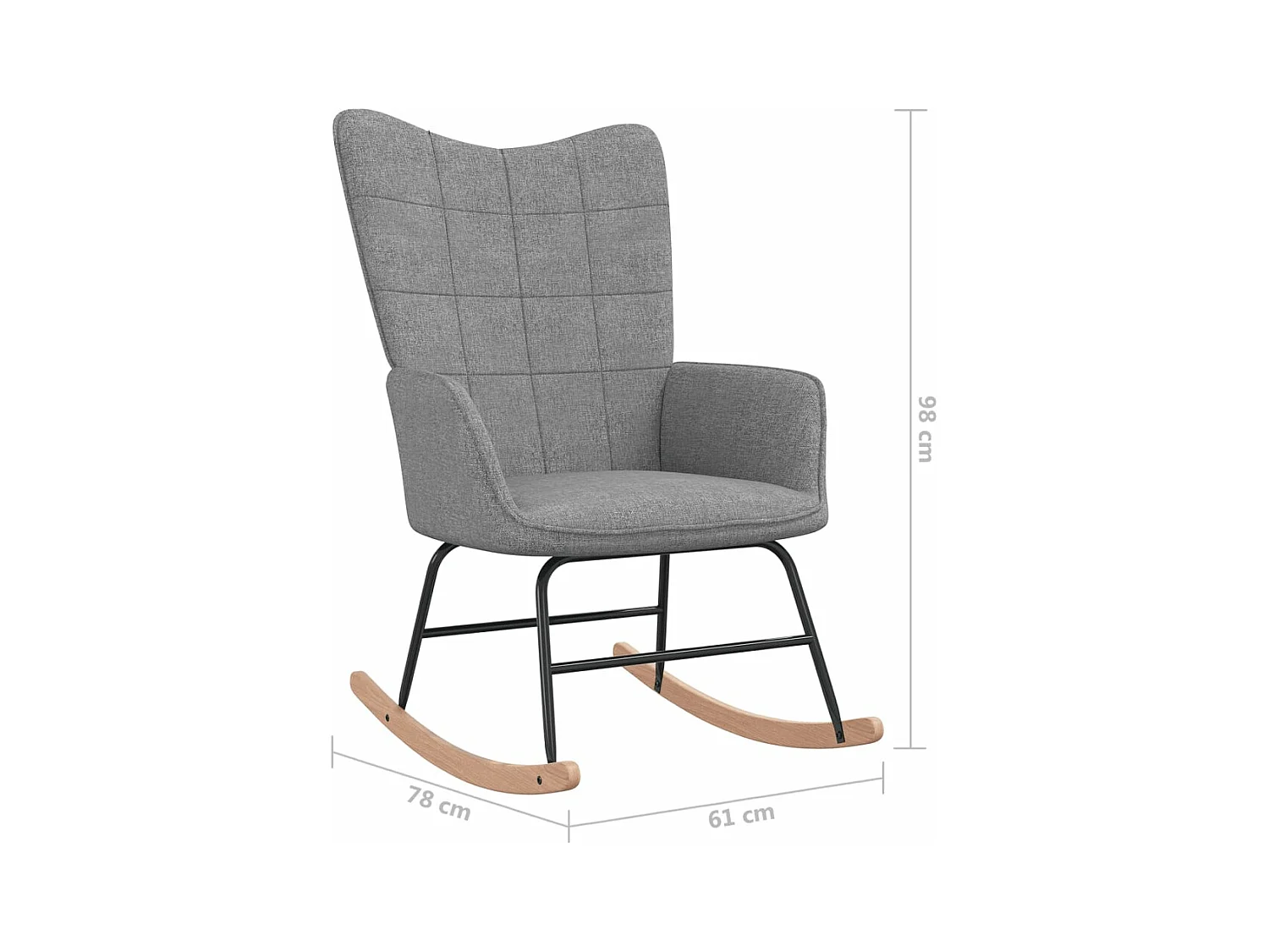 Chaise à bascule avec tabouret Gris clair Tissu