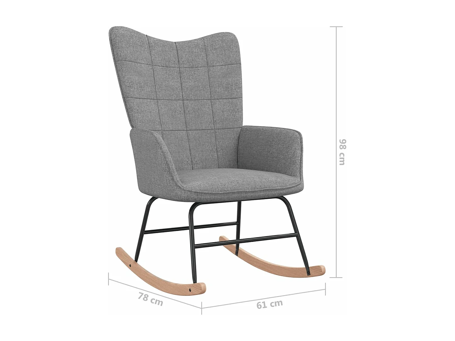 Chaise à bascule avec tabouret Gris clair Tissu