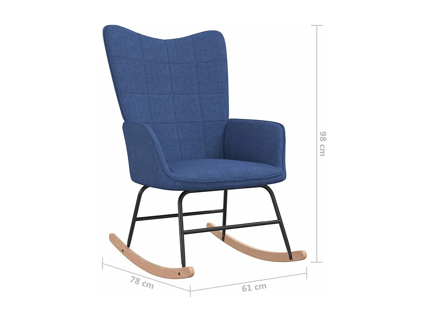 Sedia a dondolo in tessuto blu