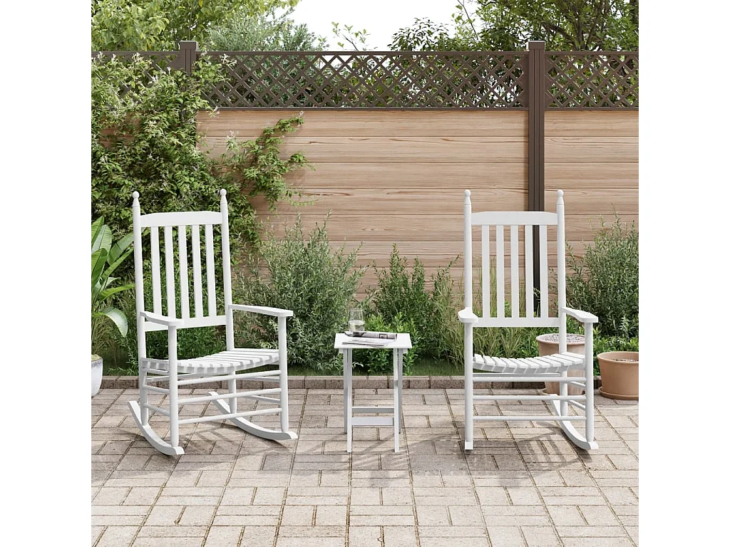 Chaises à bascule lot de 2 table pliable blanc massif peuplier