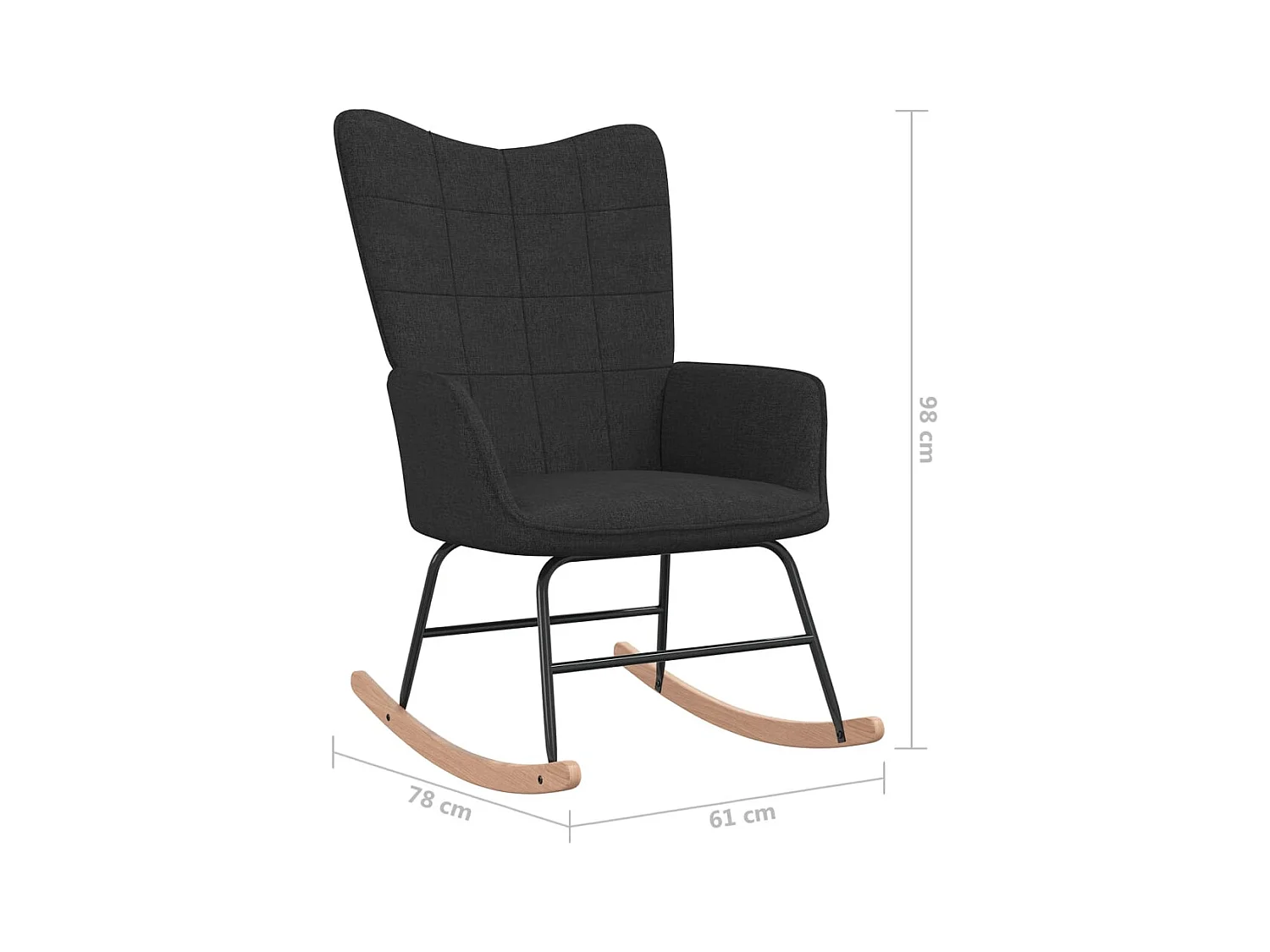 Chaise à bascule Noir Tissu