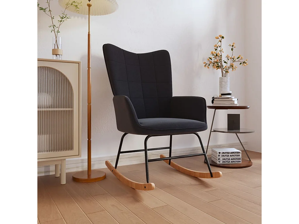 Chaise à bascule Noir Tissu
