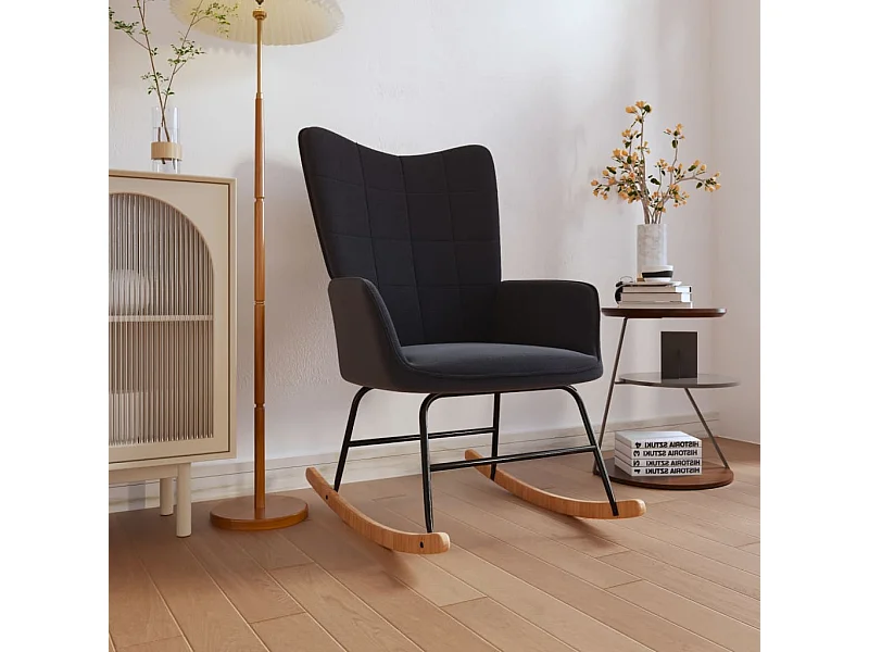 Chaise à bascule Noir Tissu