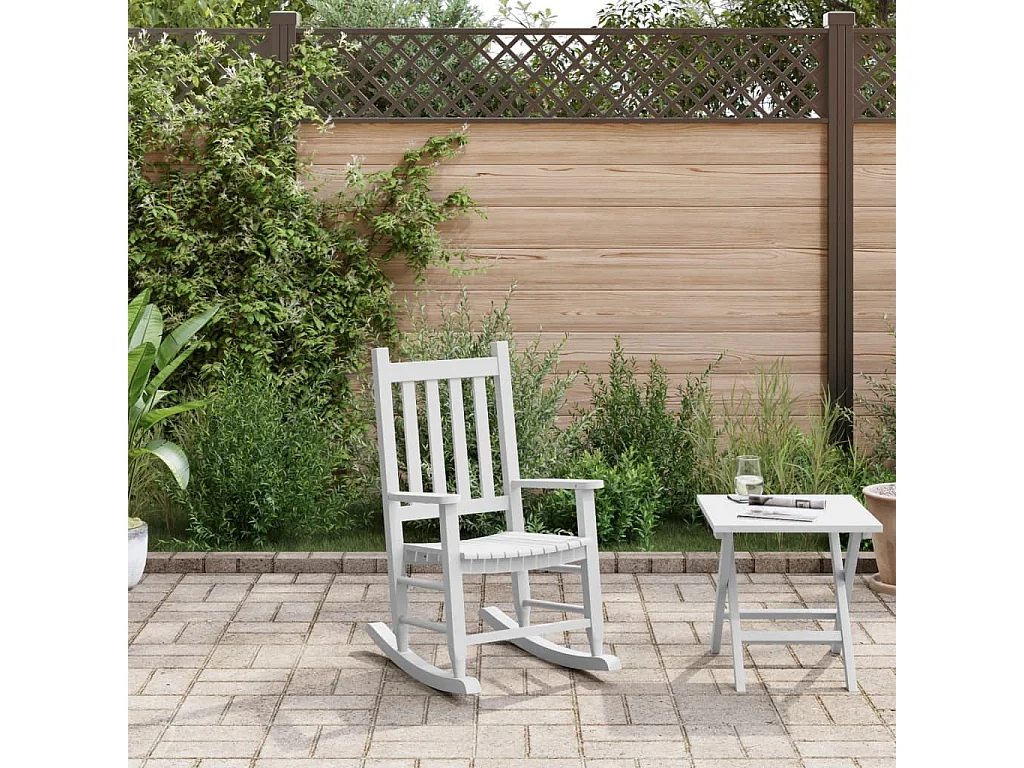 Weißer Kinderschaukelstuhl aus massivem Pappelholz