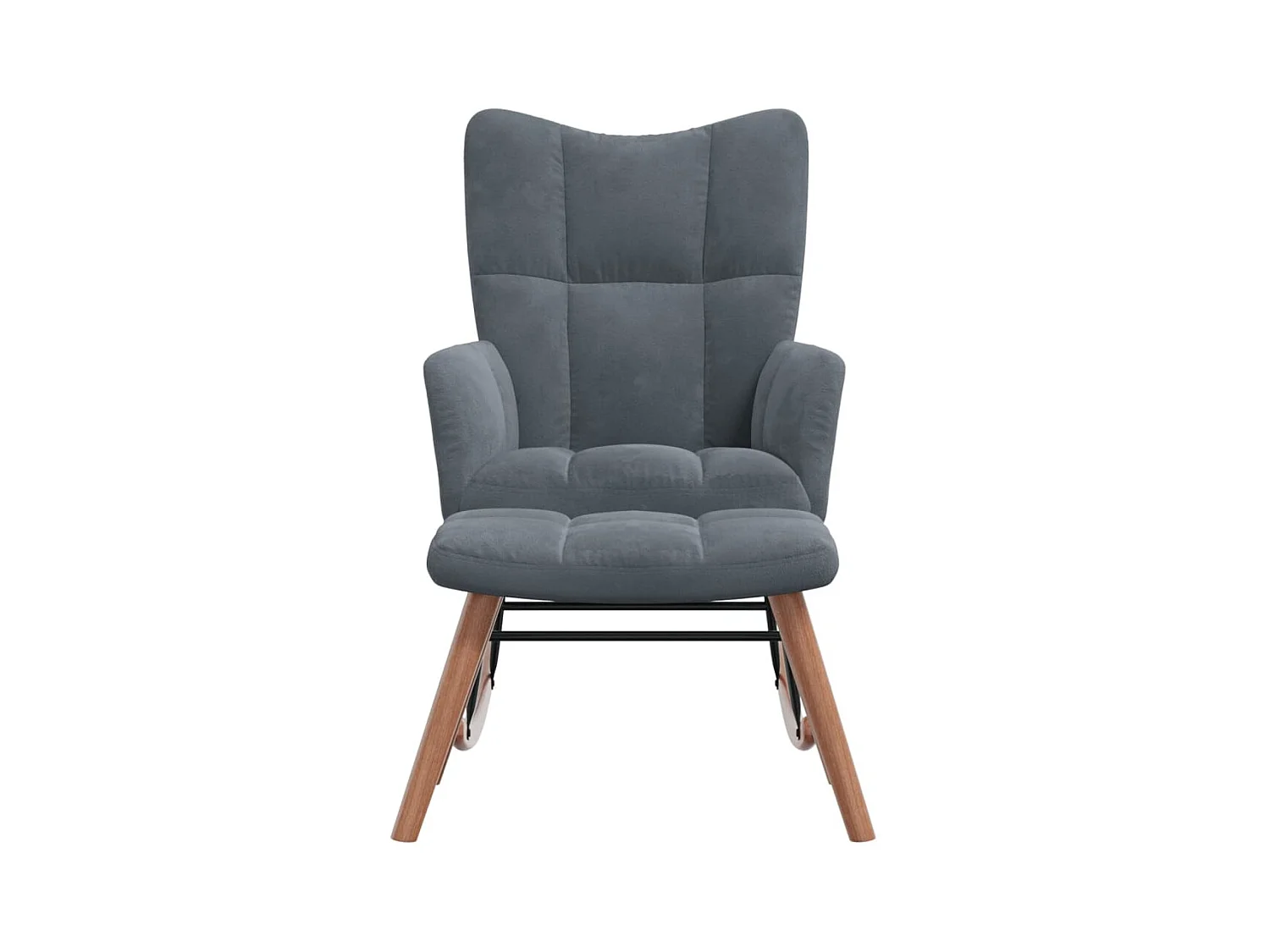 Chaise à bascule avec repose-pied Gris foncé Velours