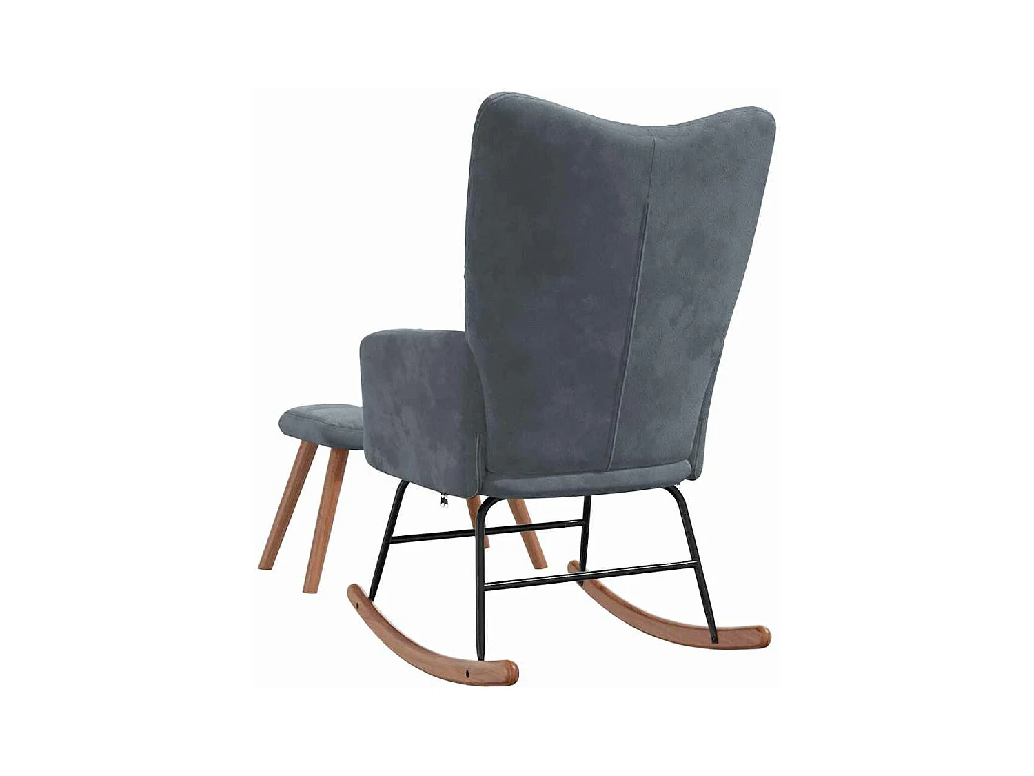 Chaise à bascule avec repose-pied Gris foncé Velours