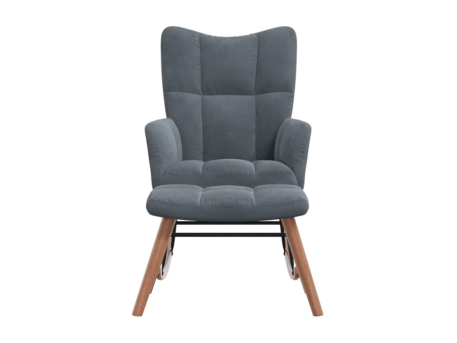 Chaise à bascule avec repose-pied Gris foncé Velours