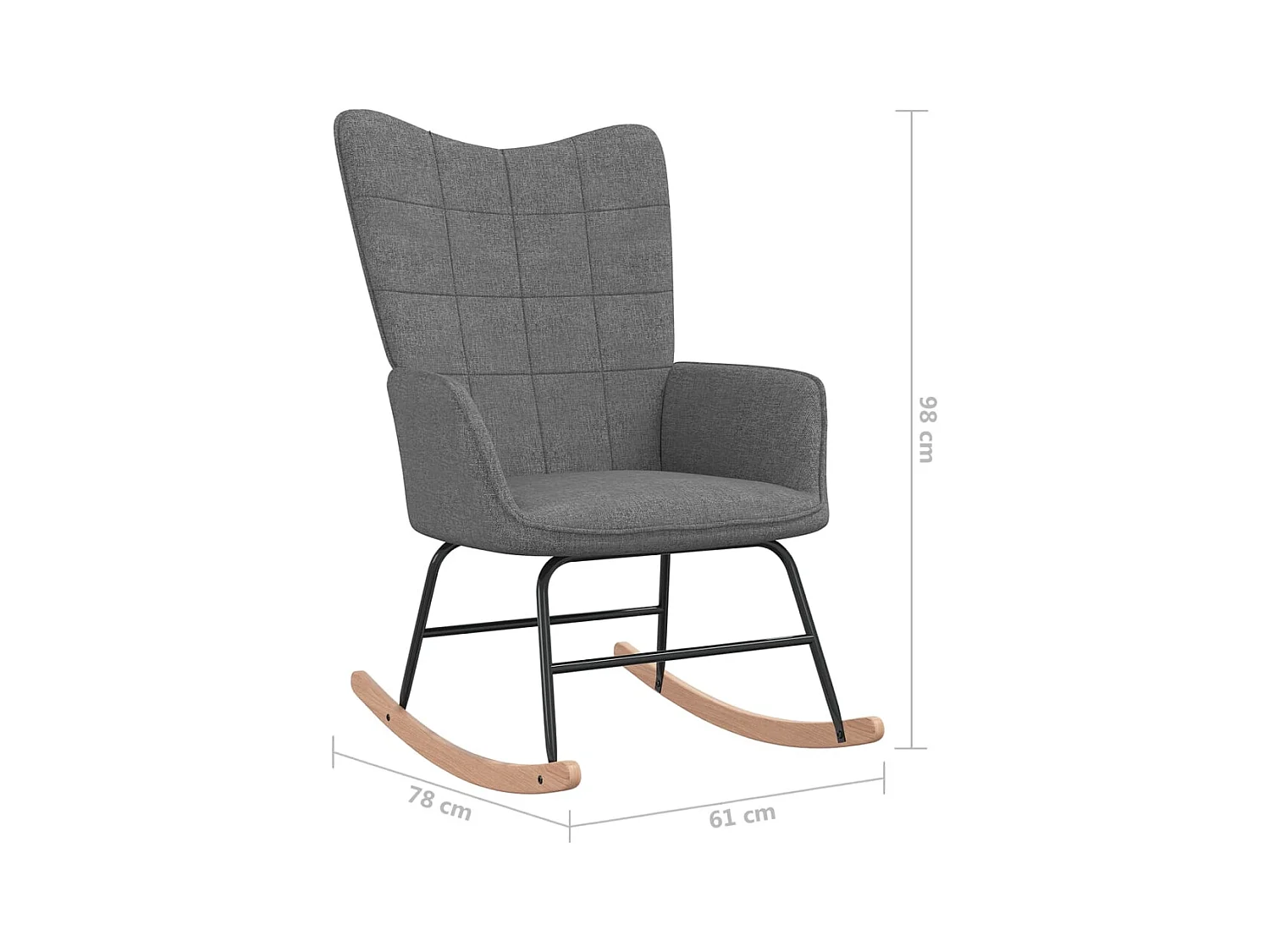 Chaise à bascule avec tabouret Gris foncé Tissu