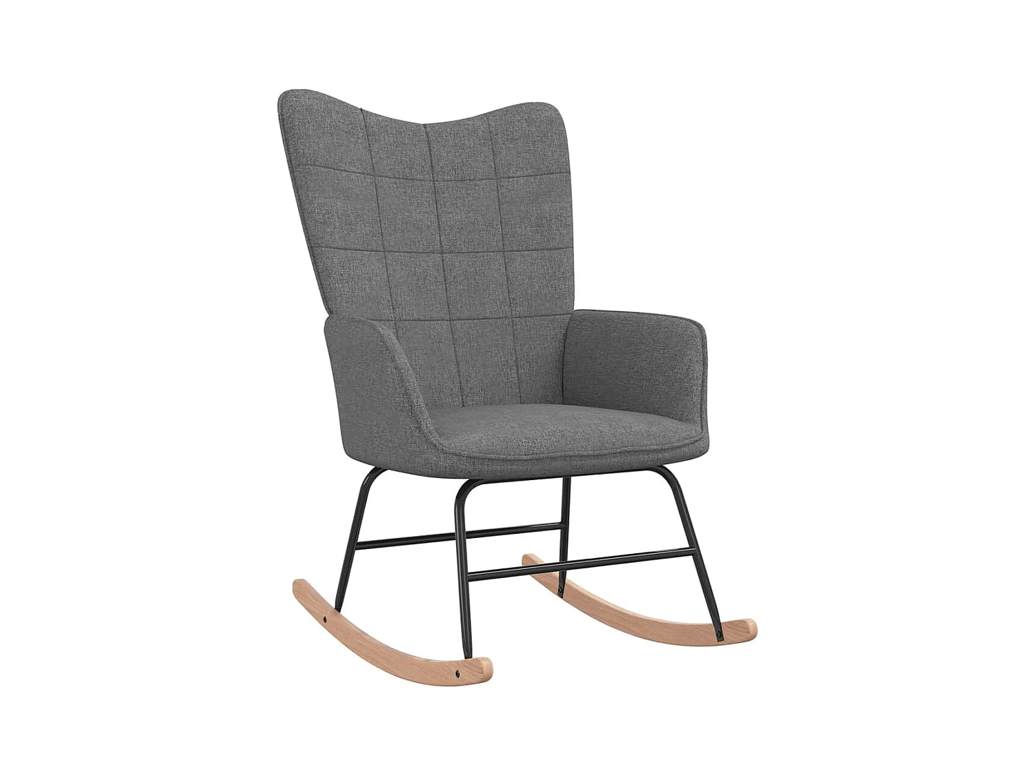 Chaise à bascule avec tabouret Gris foncé Tissu